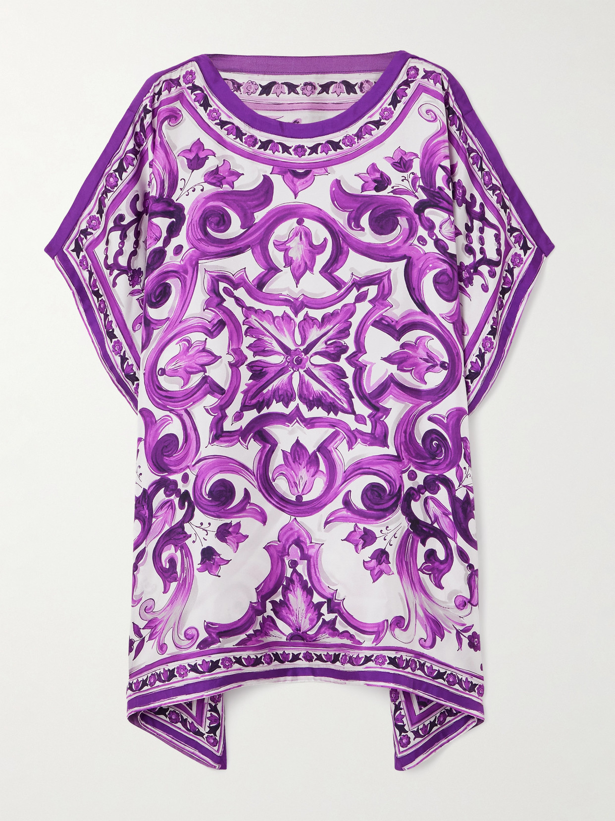 Dolce & Gabbana Printed Silk-satin Mini Dress In Purple