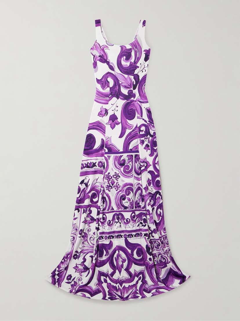 Dolce & Gabbana Printed Satin Maxi Dress
