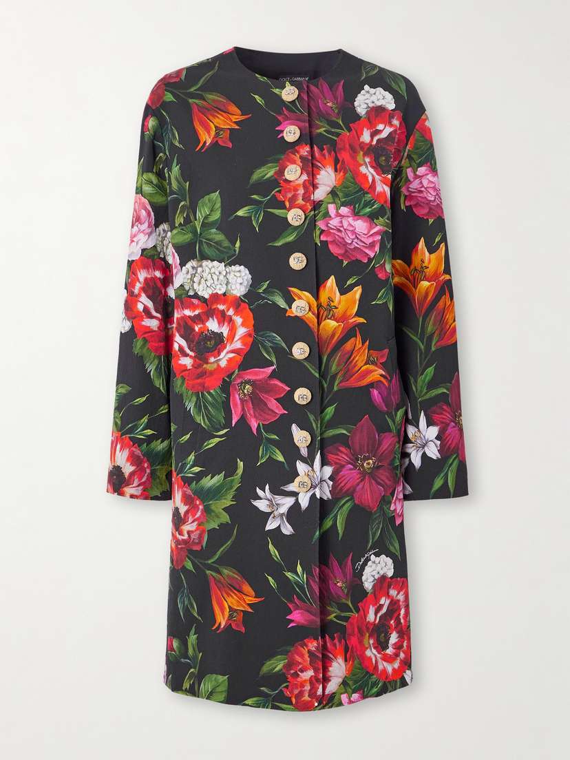 Dolce & Gabbana Floral-print Crepe Coat