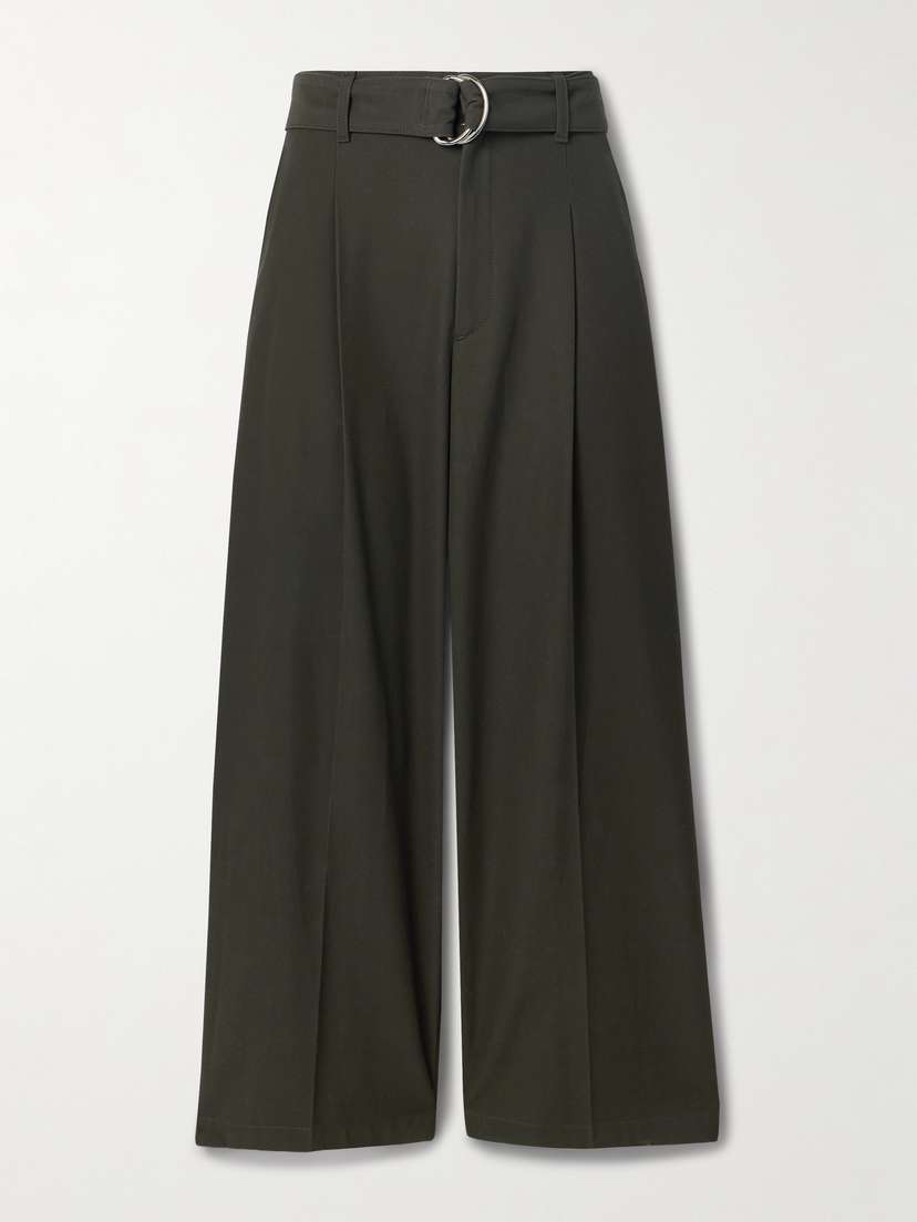 Maria McManus Belted Pleated Organic Cotton-twill Pants