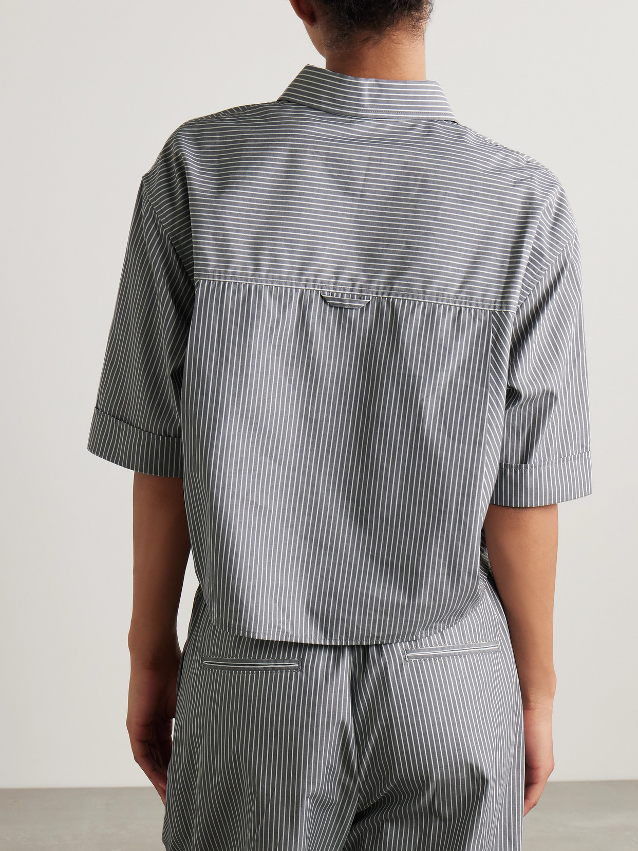 Cropped Striped Organic Cotton Shirt