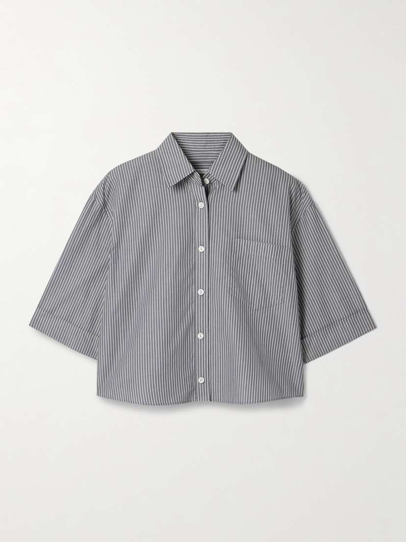 Maria McManus Cropped Striped Organic Cotton Shirt