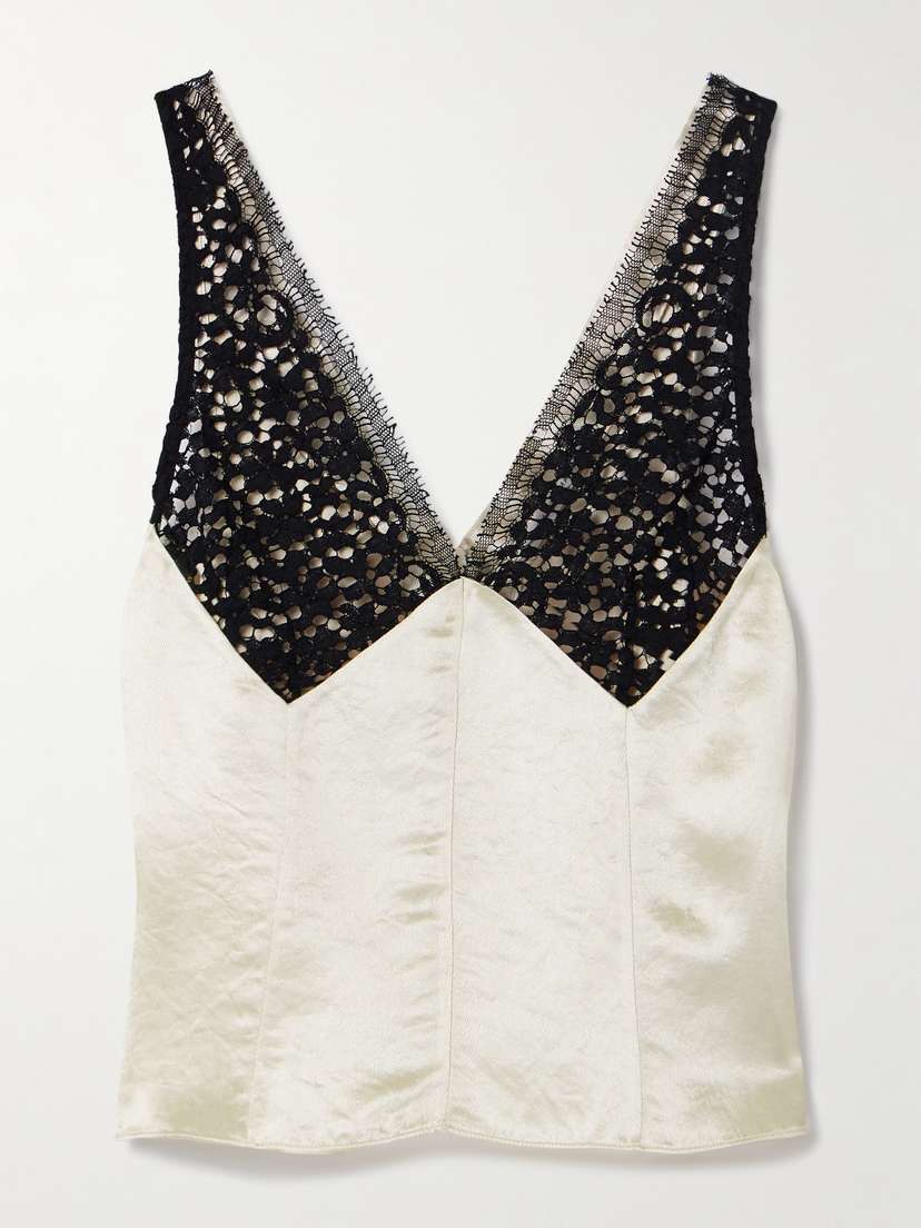 Maria McManus Satin-twill And Corded Lace Camisole