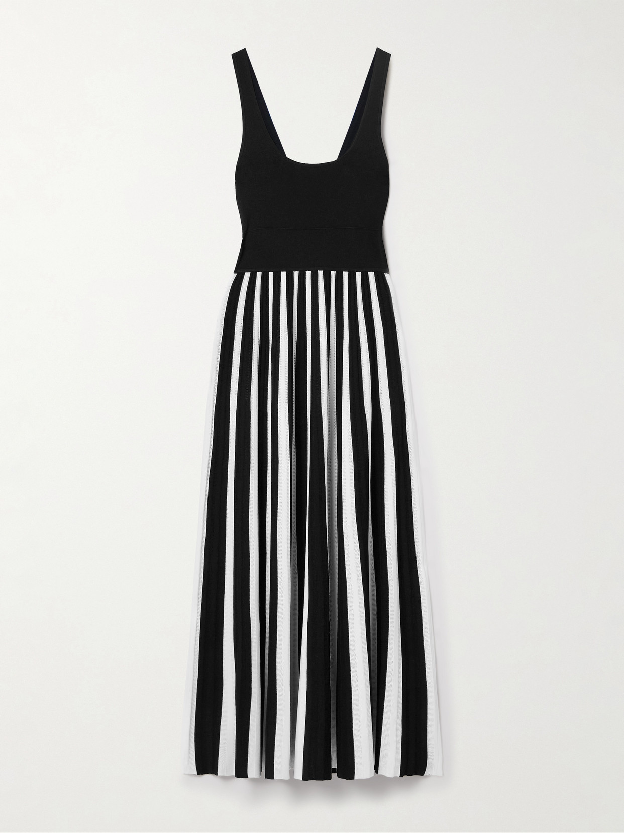 Maria Mcmanus Striped Ribbed Pointelle-knit Midi Dress