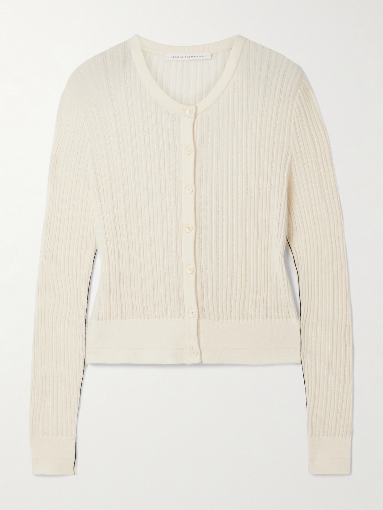 Maria Mcmanus Ribbed Pointelle-knit Merino Wool Cardigan