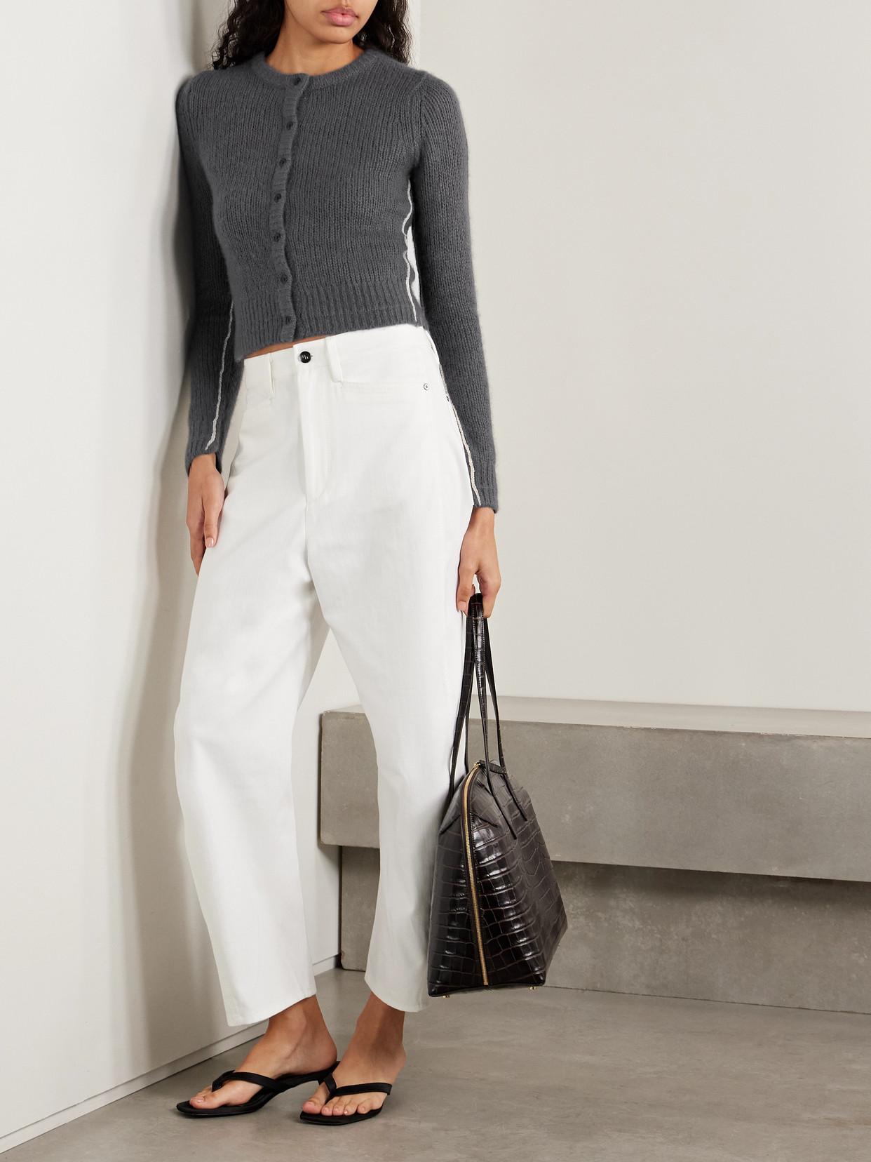 Maria Mcmanus Petite Knitted Cardigan In Gray
