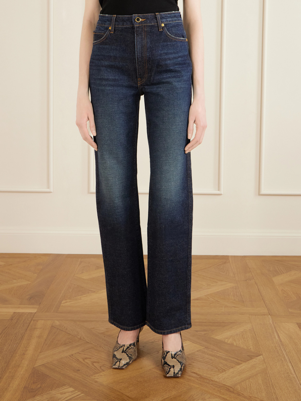 Khaite Danielle High-rise Straight-leg Jeans In Blue