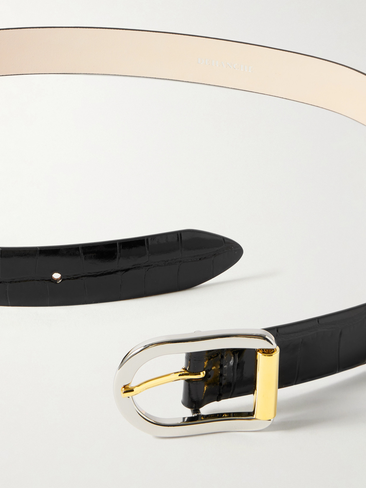 Dehanche Mija Croc-effect Leather Belt In Black