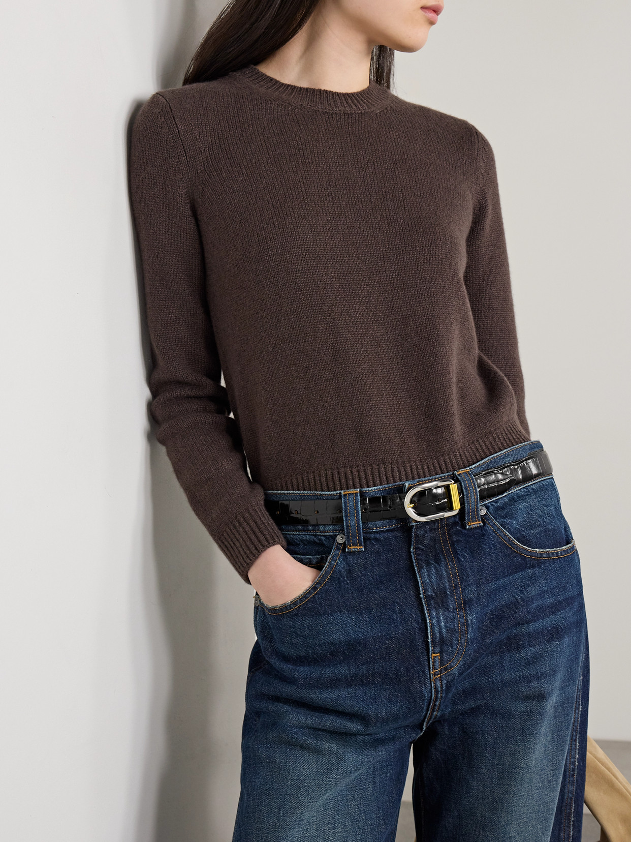 Dehanche Mija Croc-effect Leather Belt In Black