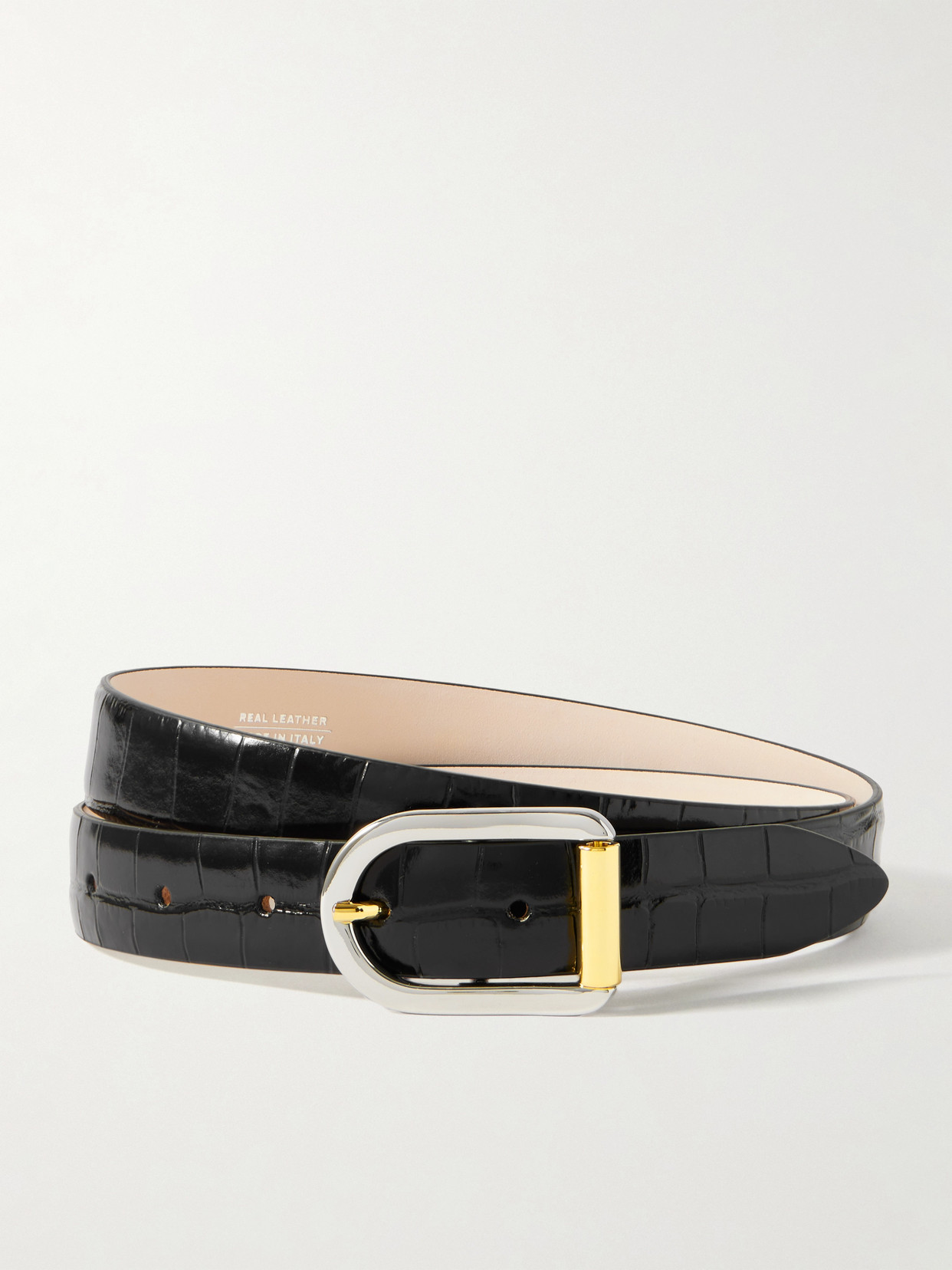 Dehanche Mija Croc-effect Leather Belt In Black