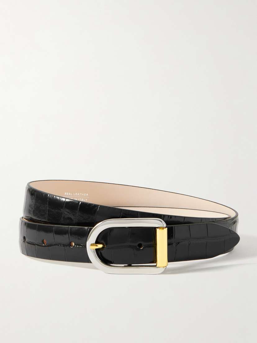 Déhanche Mija Mixed Metal Croc-effect eather Belt