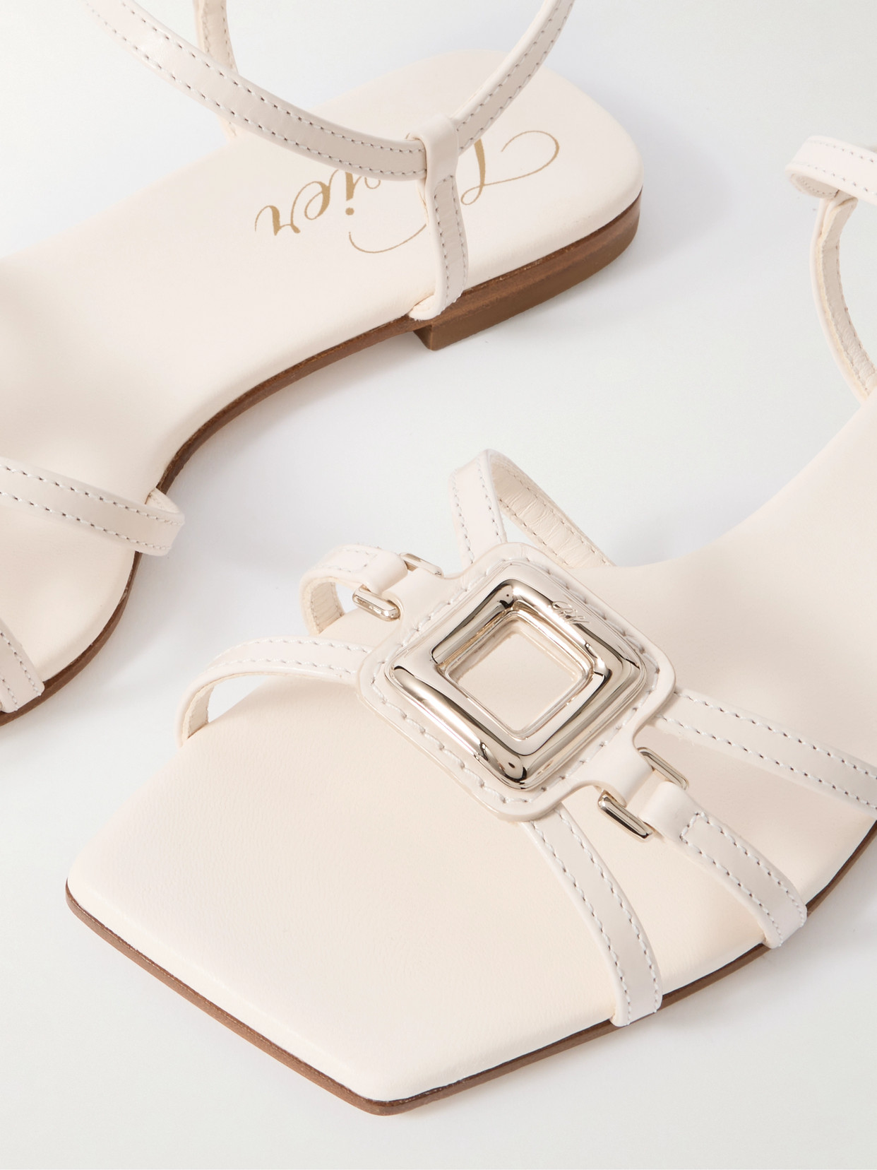 Roger Vivier Viv' By The Sea Leather Sandals In Cream