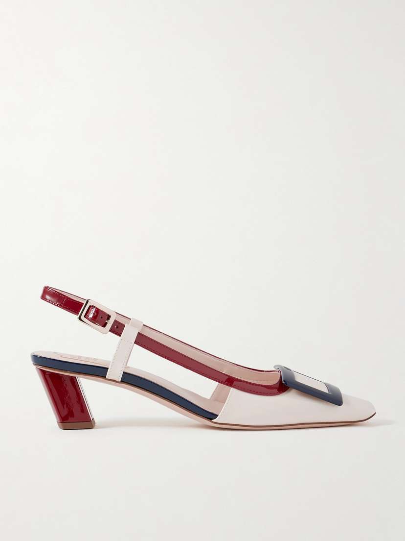 Roger Vivier Belle Vivier 45 Color-block Patent-leather Slingback Pumps