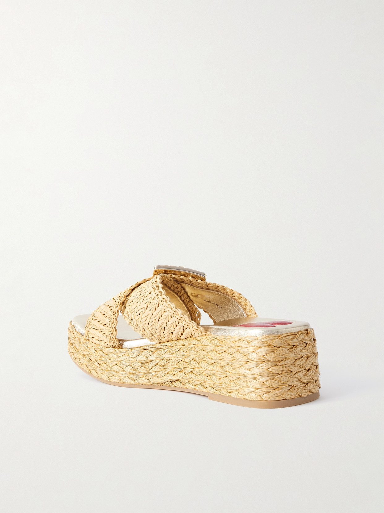 Roger Vivier 60 Embellished Raffia Platform Mules In Neutrals