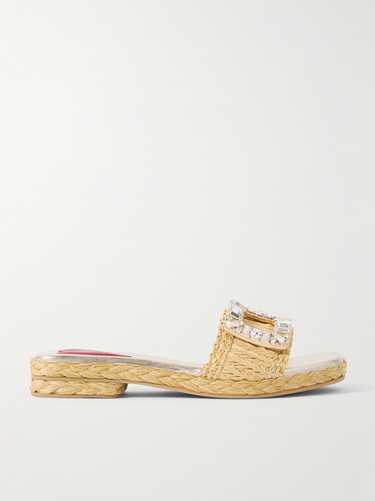 Roger Vivier - 25 Crystal-embellished Raffia Sandals - Neutrals