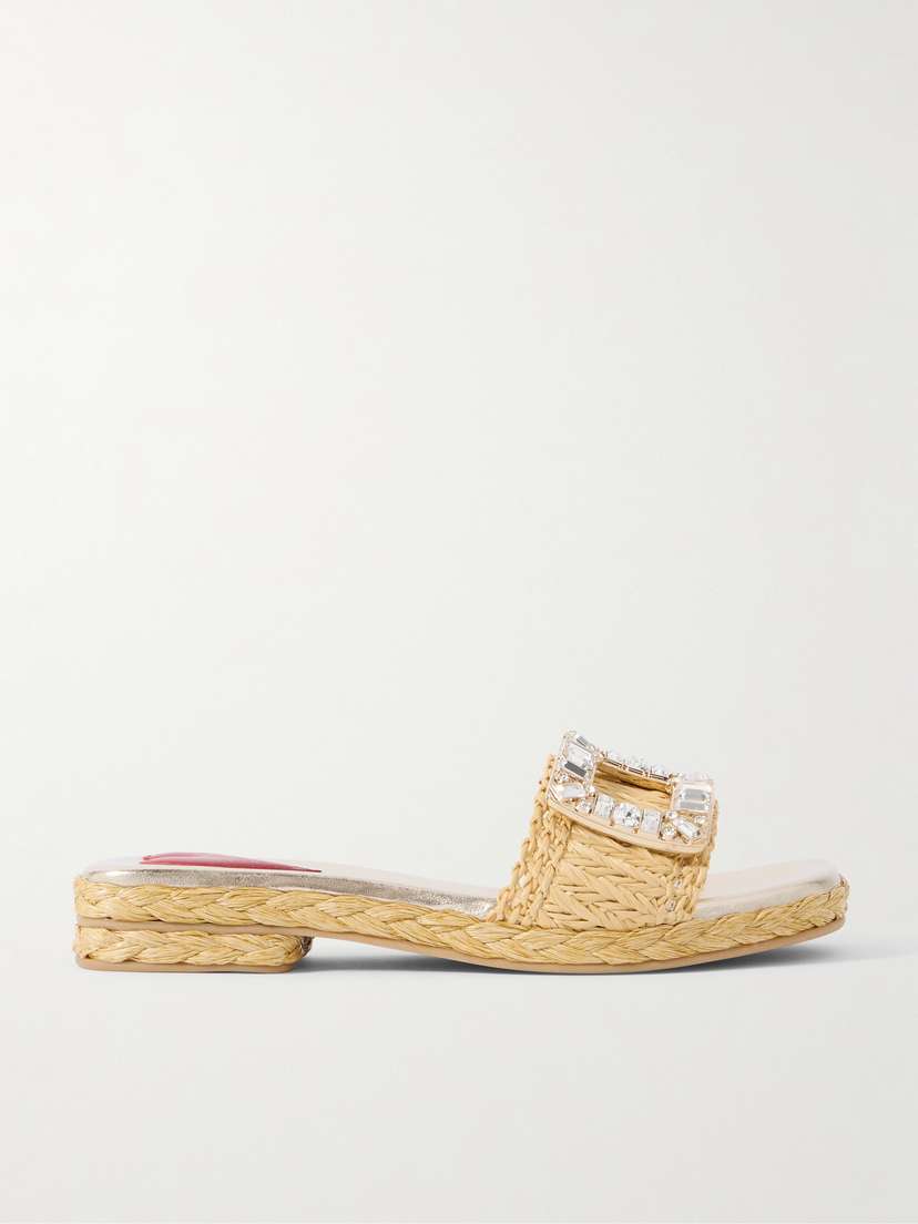 Roger Vivier 25 Crystal-embellished Raffia Sandals