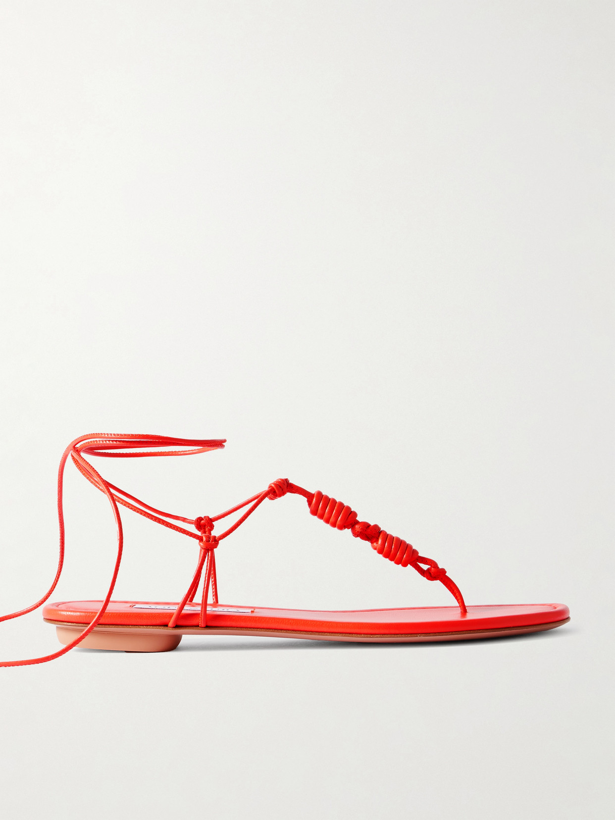 Aquazzura - Oaxaca Knotted Leather Sandals - Tomato red