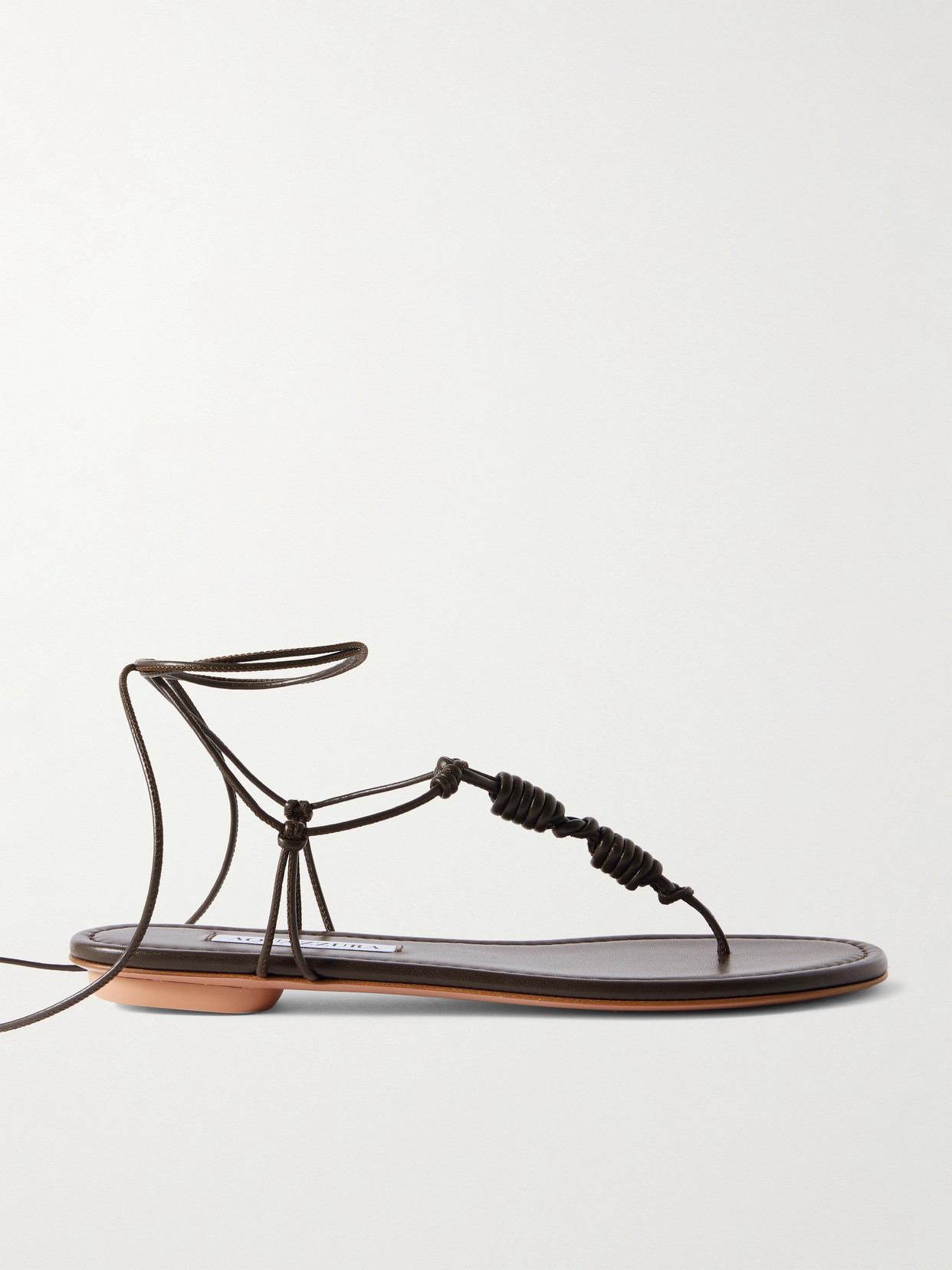 Aquazzura Oaxaca Knotted Leather Sandals In Brown