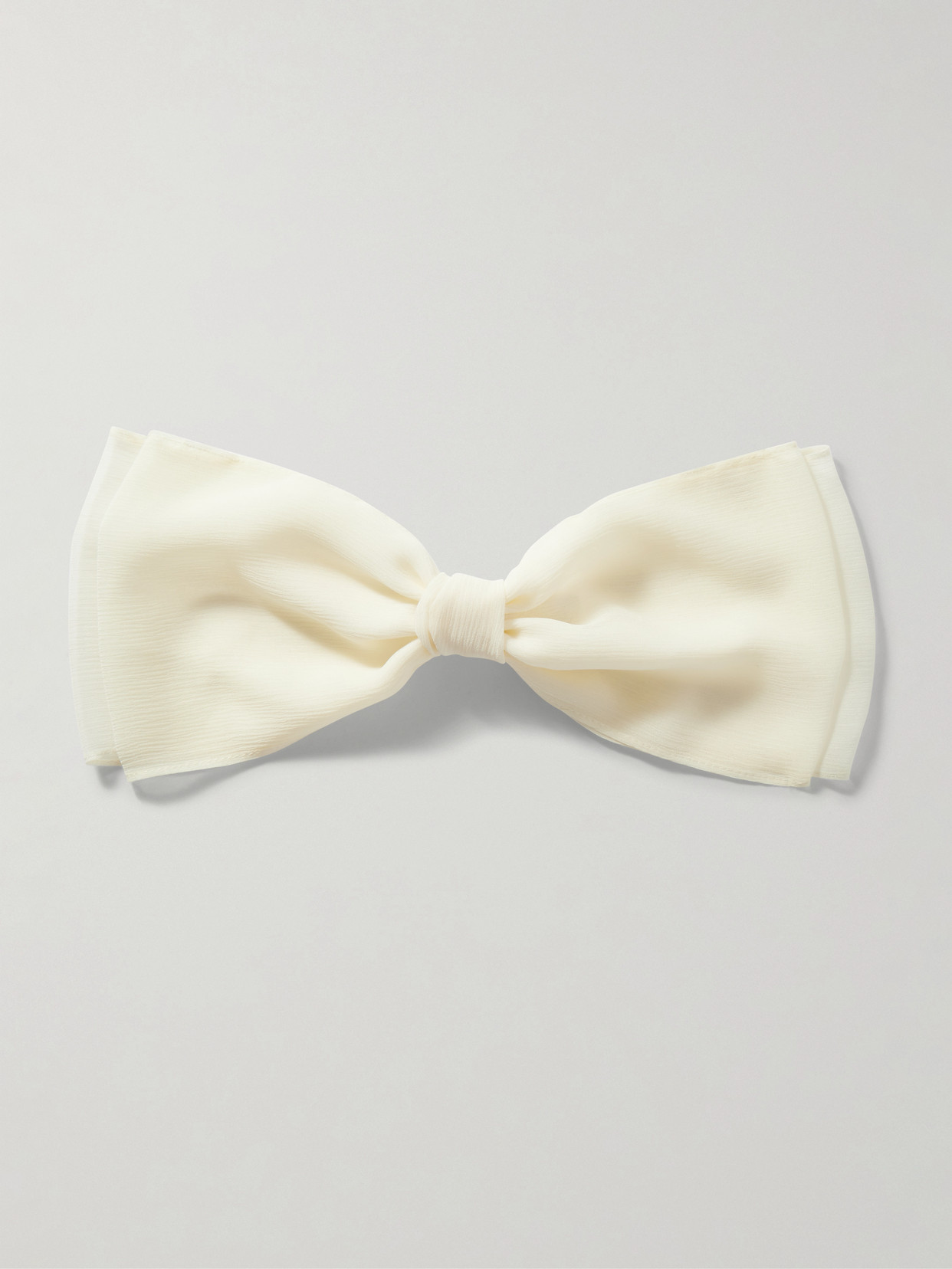 Gigi Burris Jacqueline Bow-embellished Crinkled Chiffon Hair Clip In Ivory
