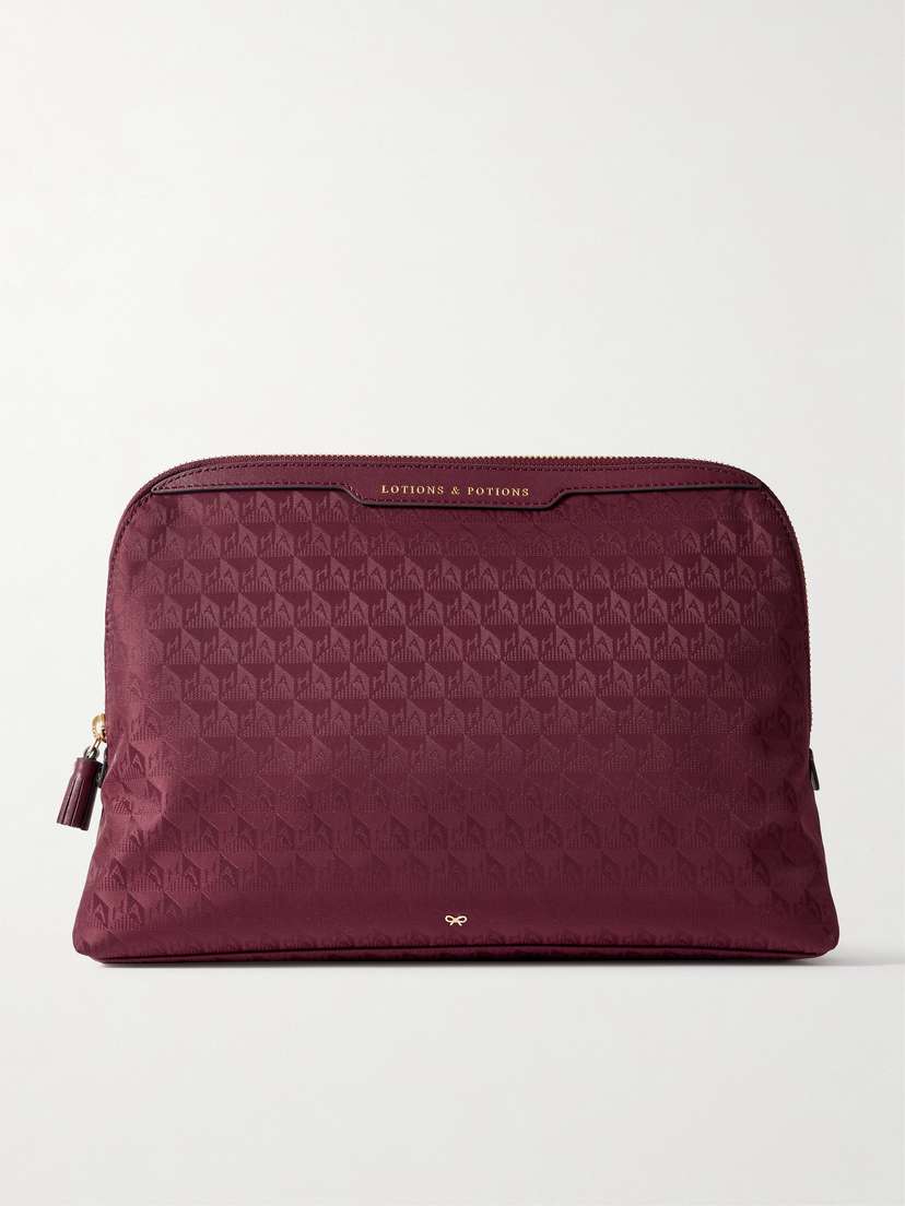 Anya Hindmarch Lotions And Potions Leather-trimmed Jacquard Pouch