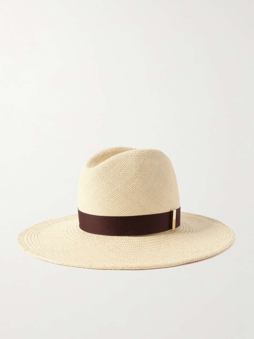 Gigi Burris Requiem Embellished Cotton Sateen-trimmed Straw Fedora