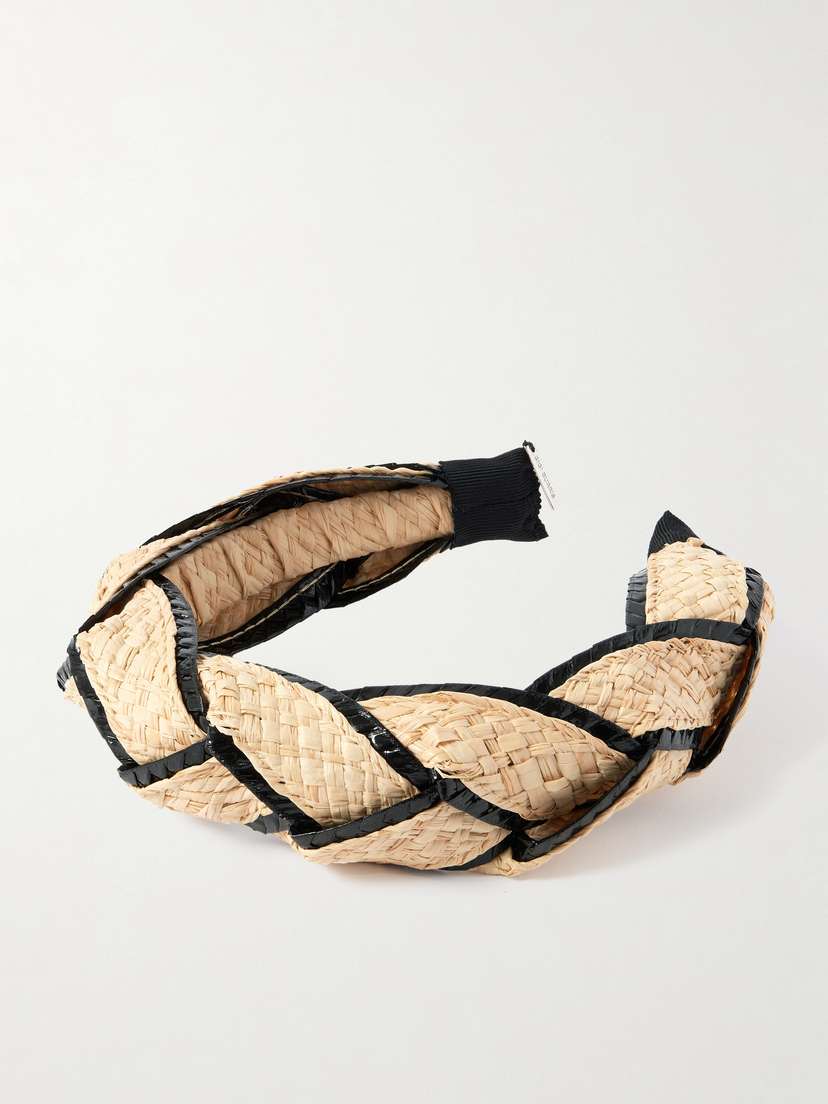 Gigi Burris Ava Braided Grosgrain-trimmed Raffia Headband