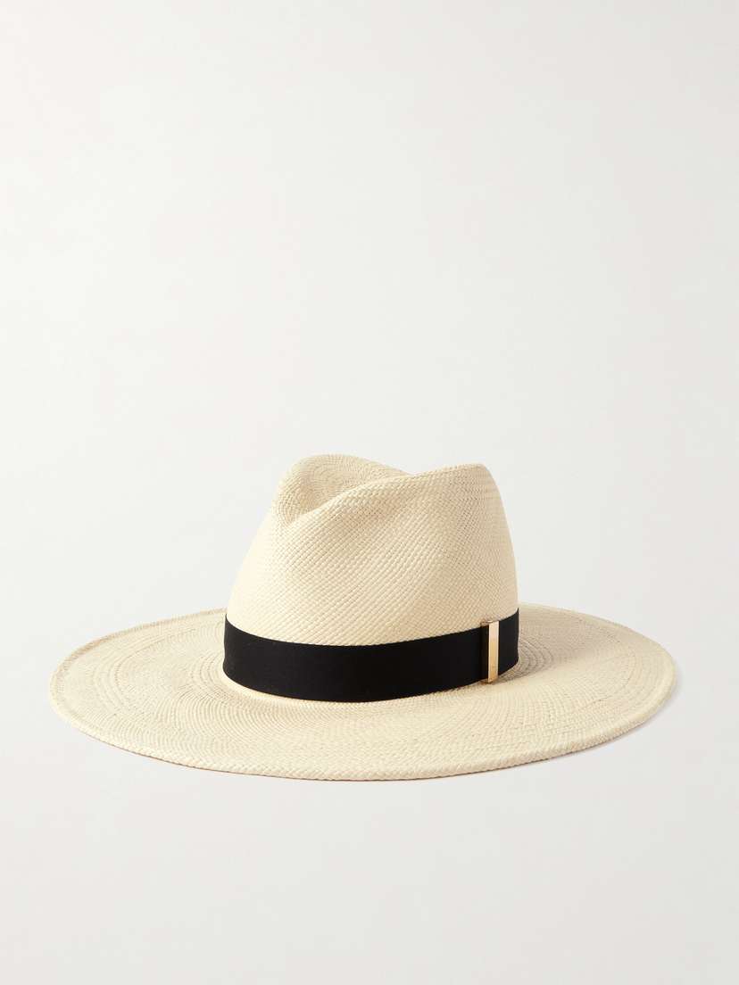 Gigi Burris Jeanne Embellished Cotton Felt-trimmed Straw Fedora