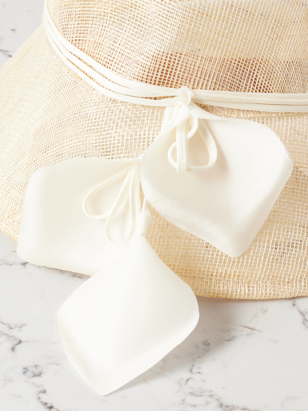 Gigi Burris Heloise Silk Organza-trimmed Sinamay Straw Bucket Hat