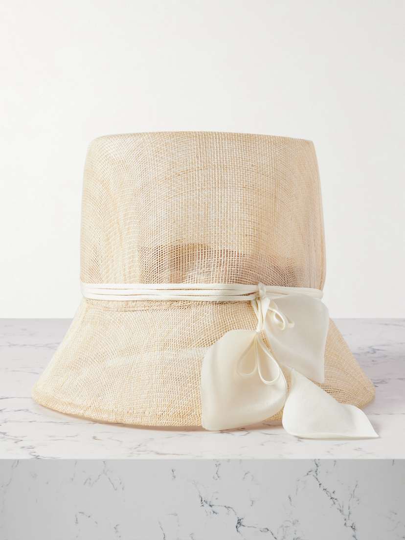 Gigi Burris Heloise Silk Organza-trimmed Sinamay Straw Bucket Hat