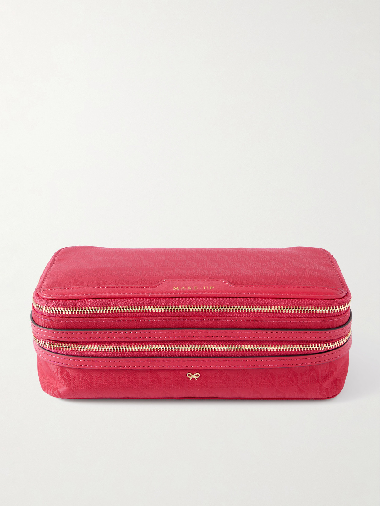 Anya Hindmarch Make-up Leather-trimmed Jacquard Cosmetics Case In Purple
