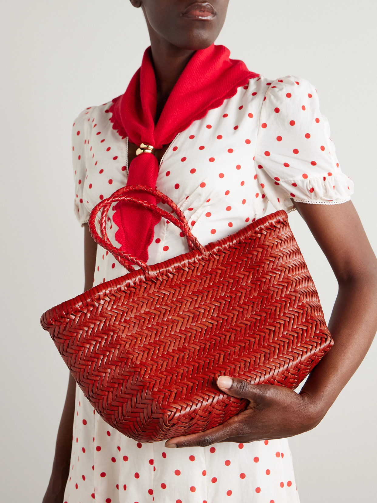 Dragon Diffusion Bamboo Triple Jump Small Woven Leather Tote