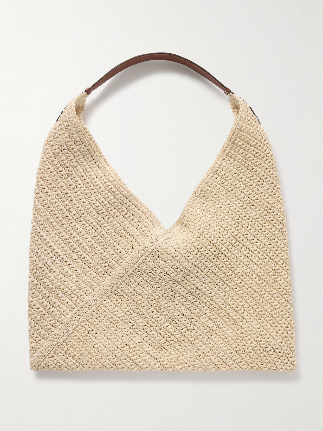 Hunting Season Origami Medium Leather-trimmed Fique Shoulder Bag