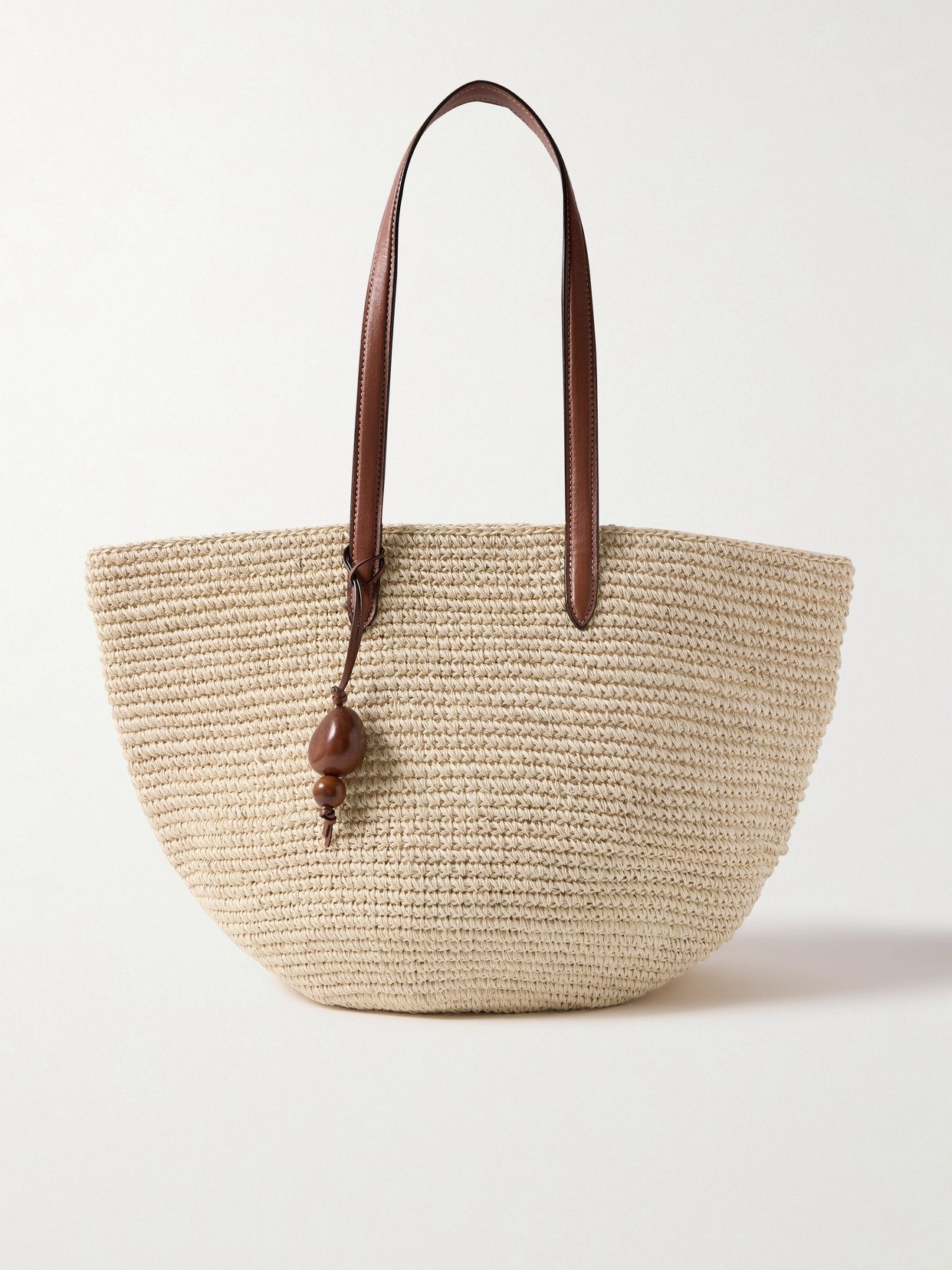 Hunting Season Market Leather-trimmed Woven Fique Tote