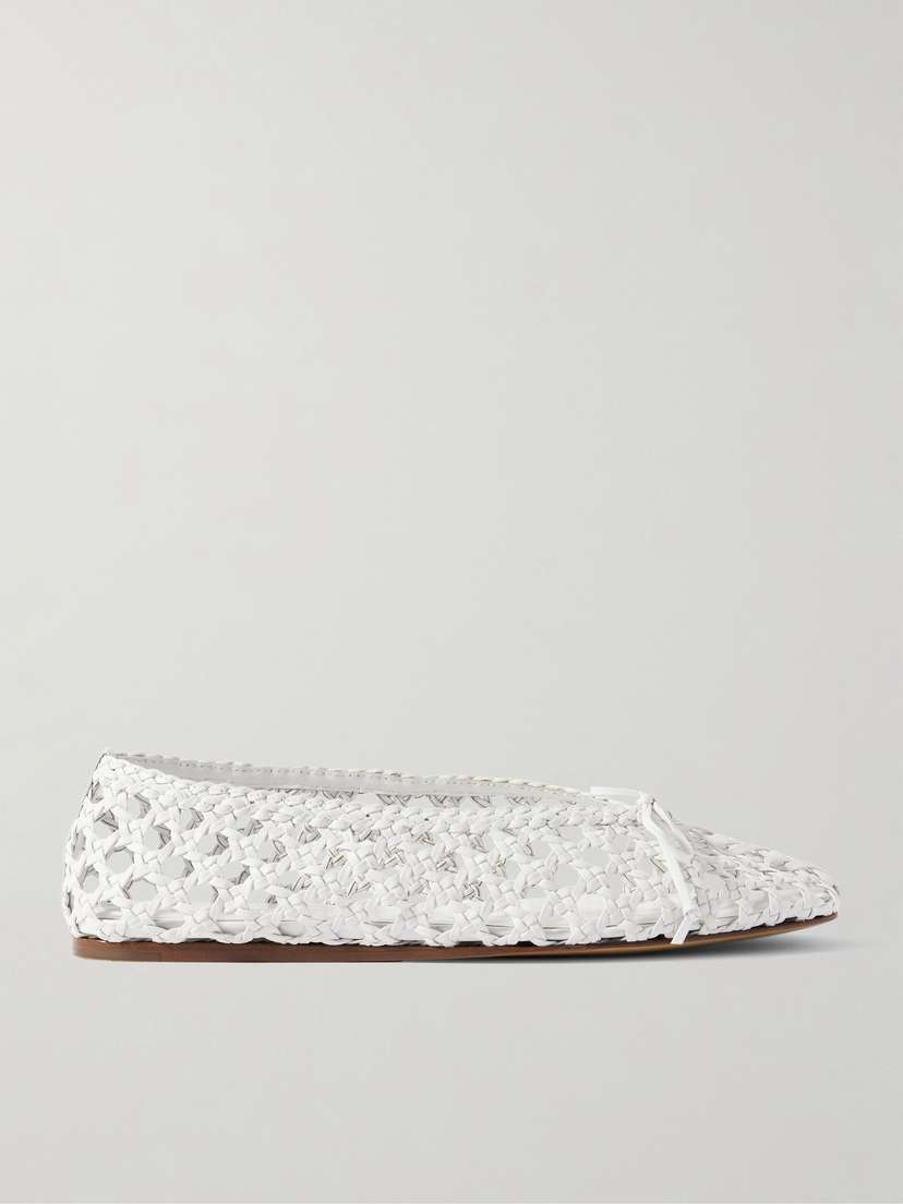 Le Monde Béryl Regency Bow-embellished Woven Leather Ballet Flats
