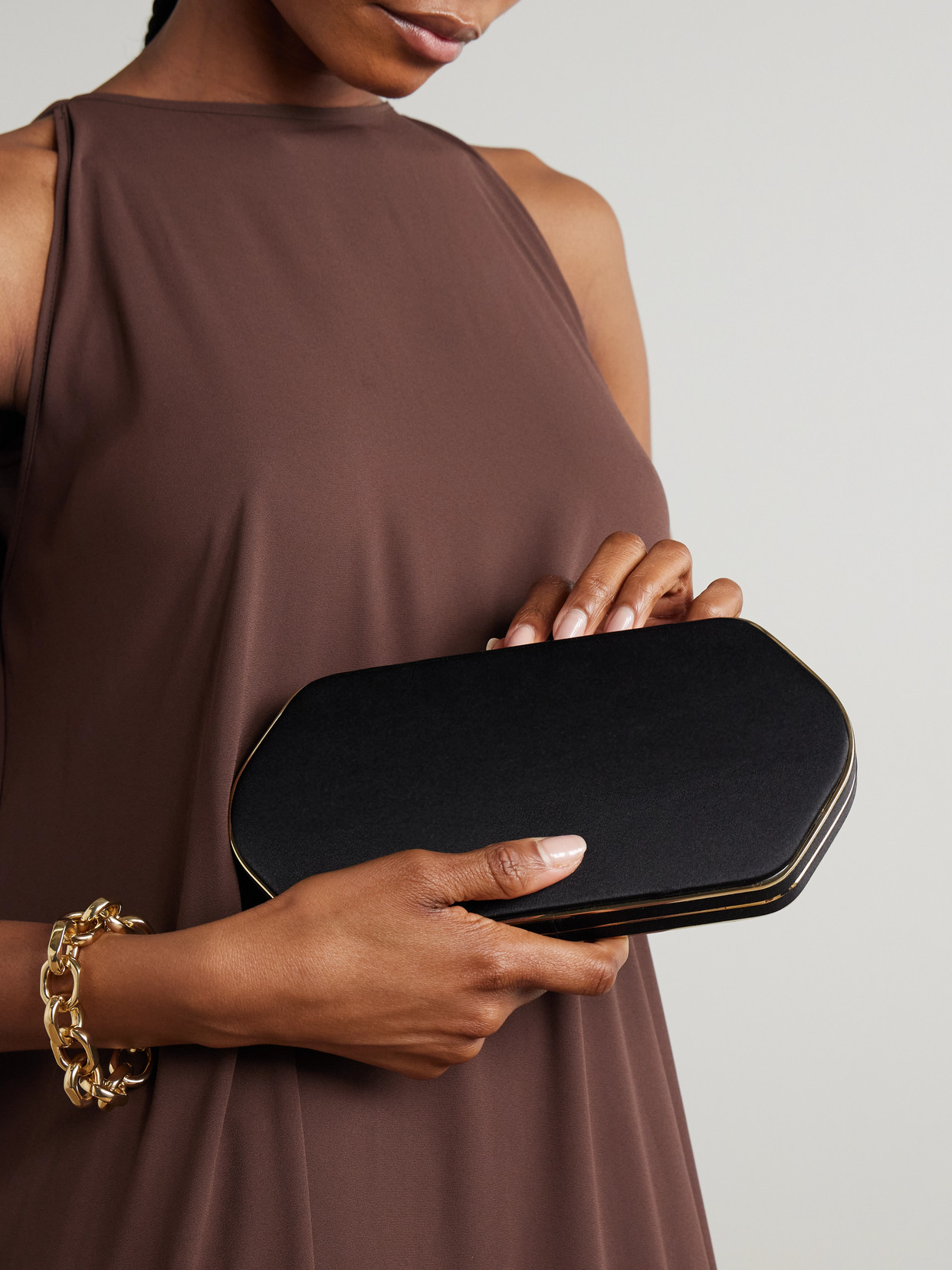 Shop Hunting Season Elongated Silk-satin And Gold-tone Clutch