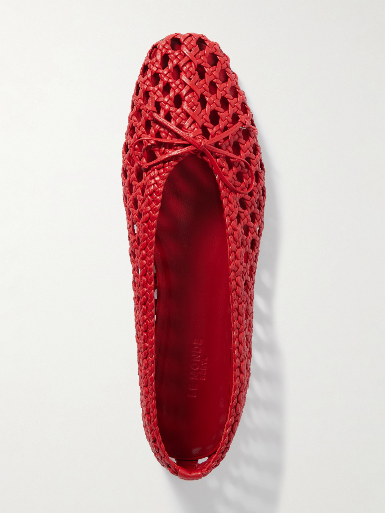Le Monde Beryl Regency Bow-embellished Woven Leather Ballet Flats