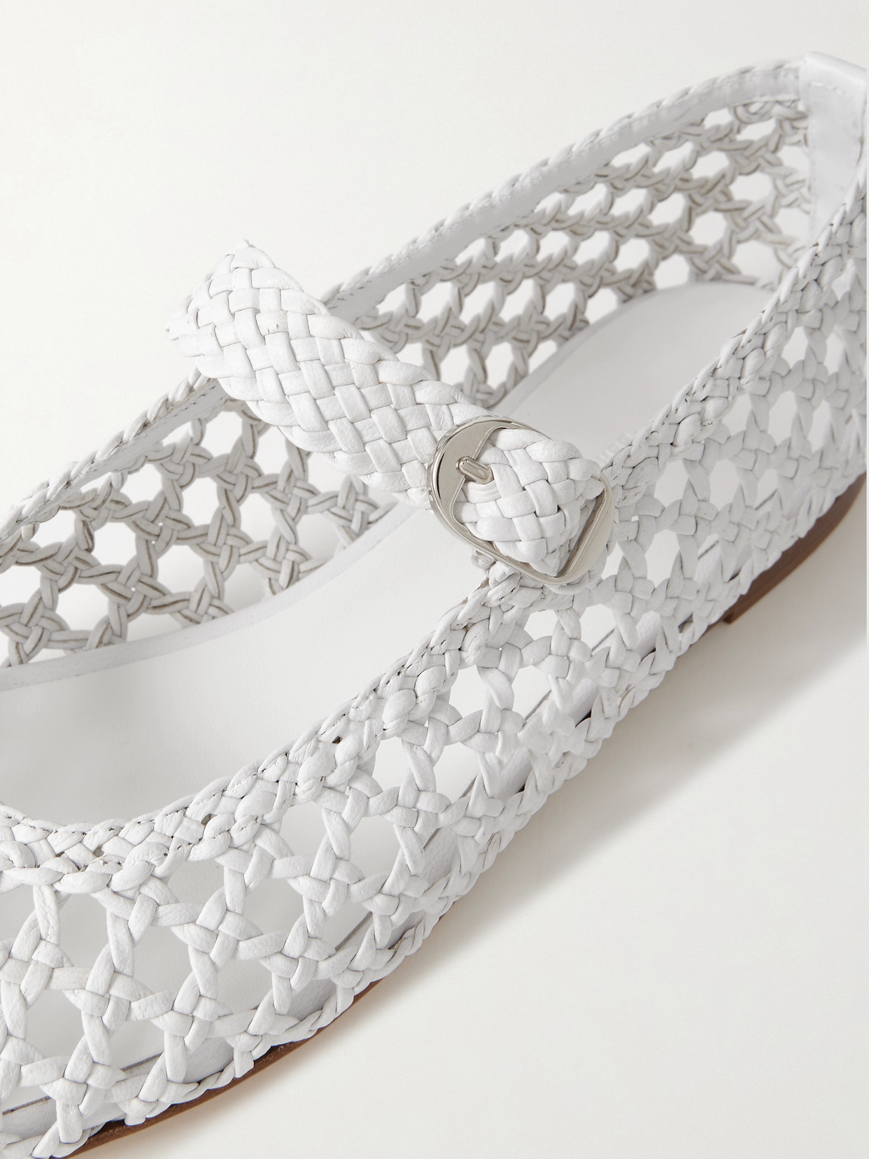 LE MONDE BERYL WOVEN LEATHER MARY JANE BALLET FLATS 