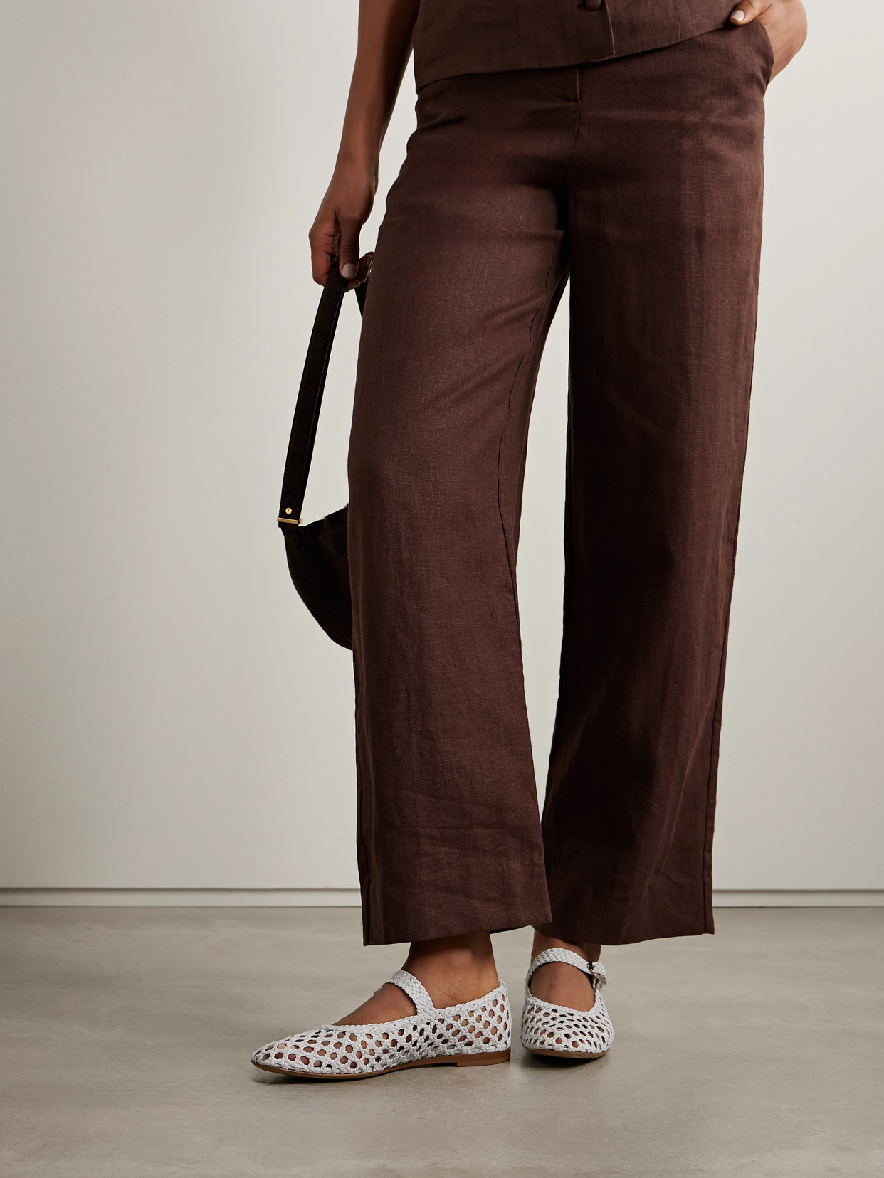 LE MONDE BERYL WOVEN LEATHER MARY JANE BALLET FLATS 