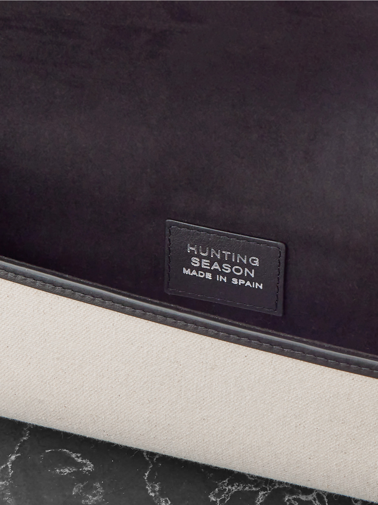 Hunting Season Opera Leather-trimmed Canvas Clutch