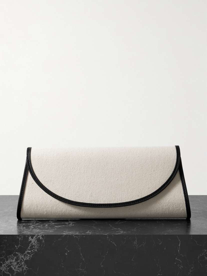 Hunting Season Opera Leather-trimmed Canvas Clutch