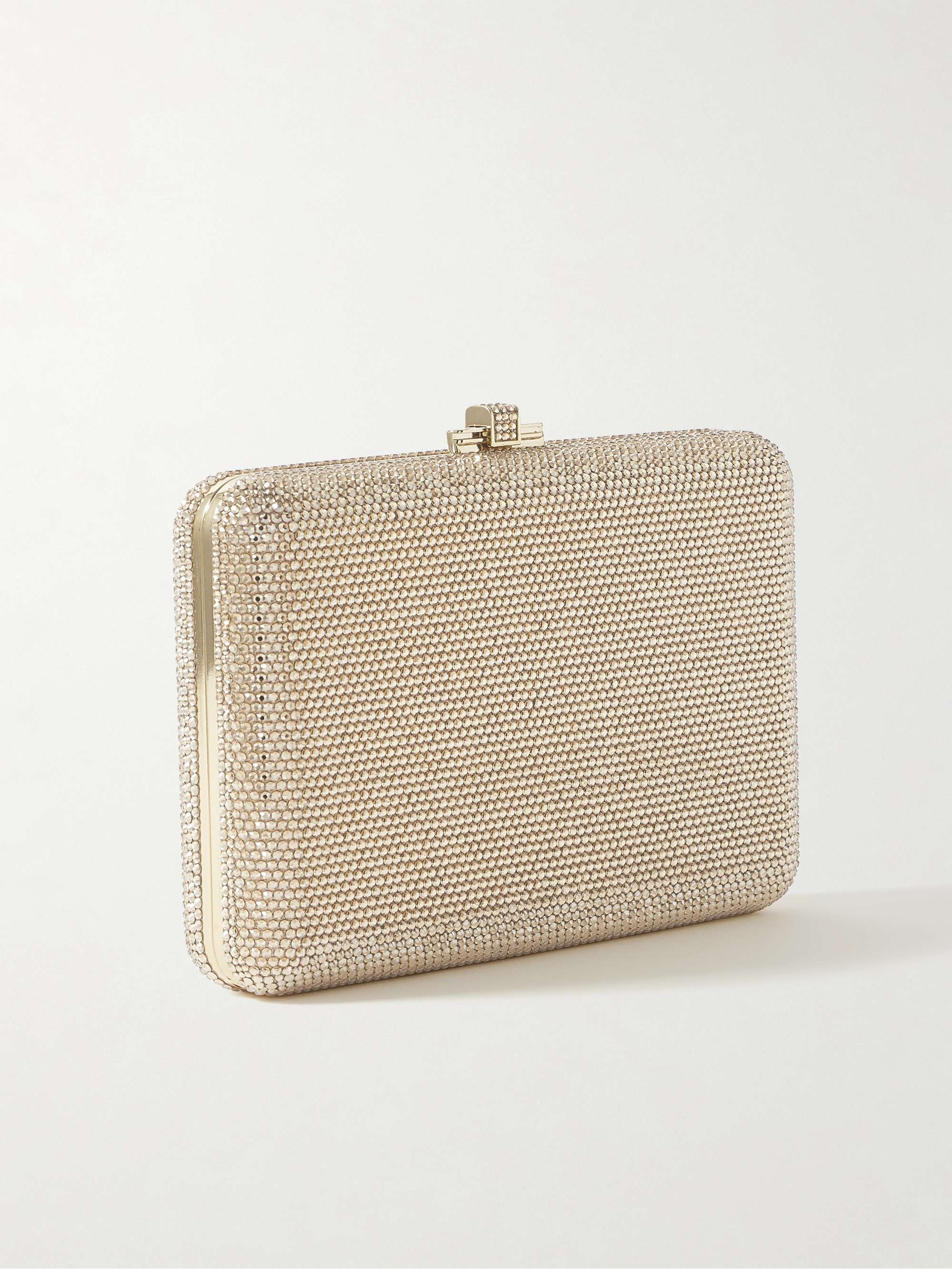 JUDITH LEIBER COUTURE Slim Slide crystal-embellished silver-tone clutch