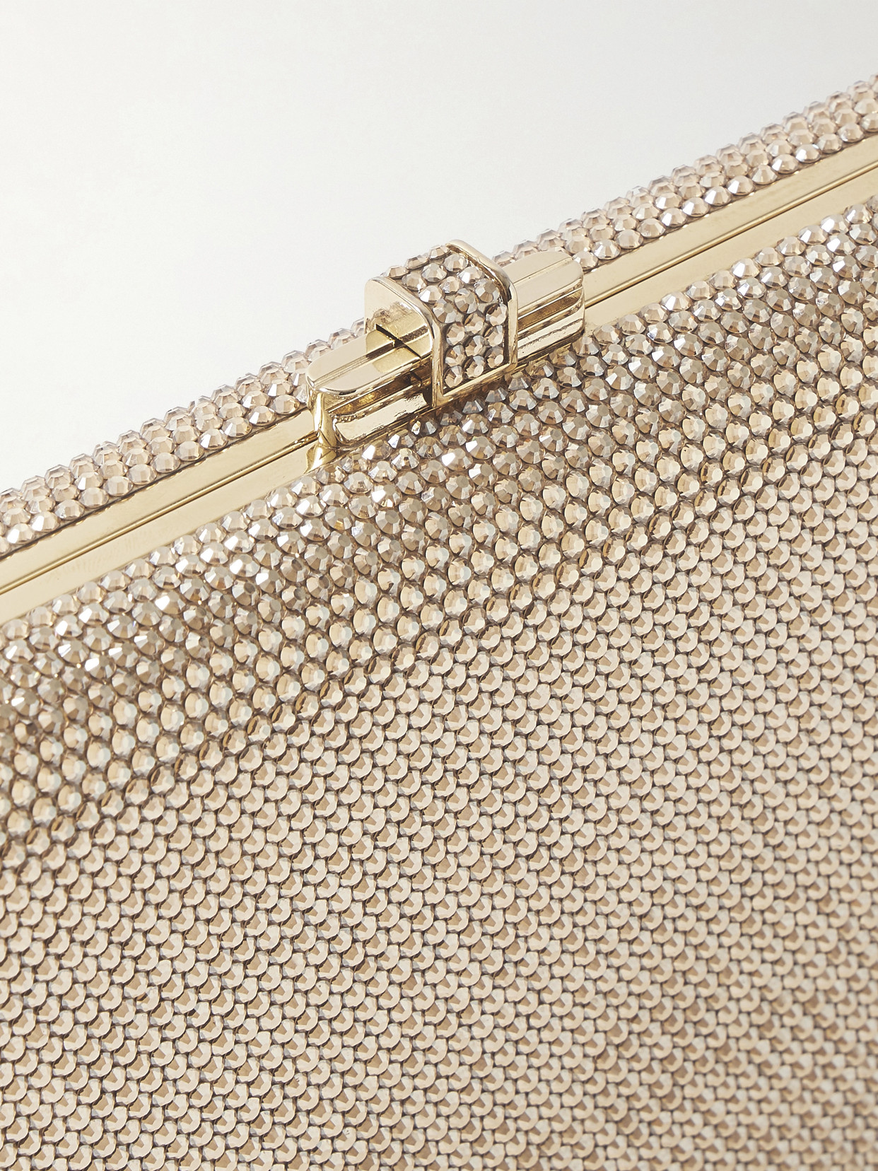 JUDITH LEIBER SLIM SLIDE CRYSTAL-EMBELLISHED GOLD-TONE CLUTCH