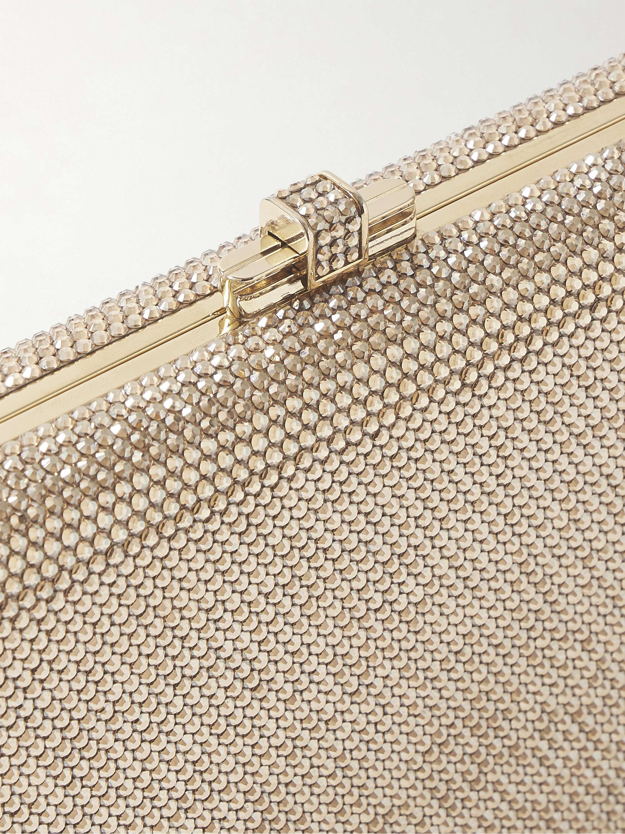 JUDITH LEIBER COUTURE Slim Slide crystal-embellished silver-tone clutch
