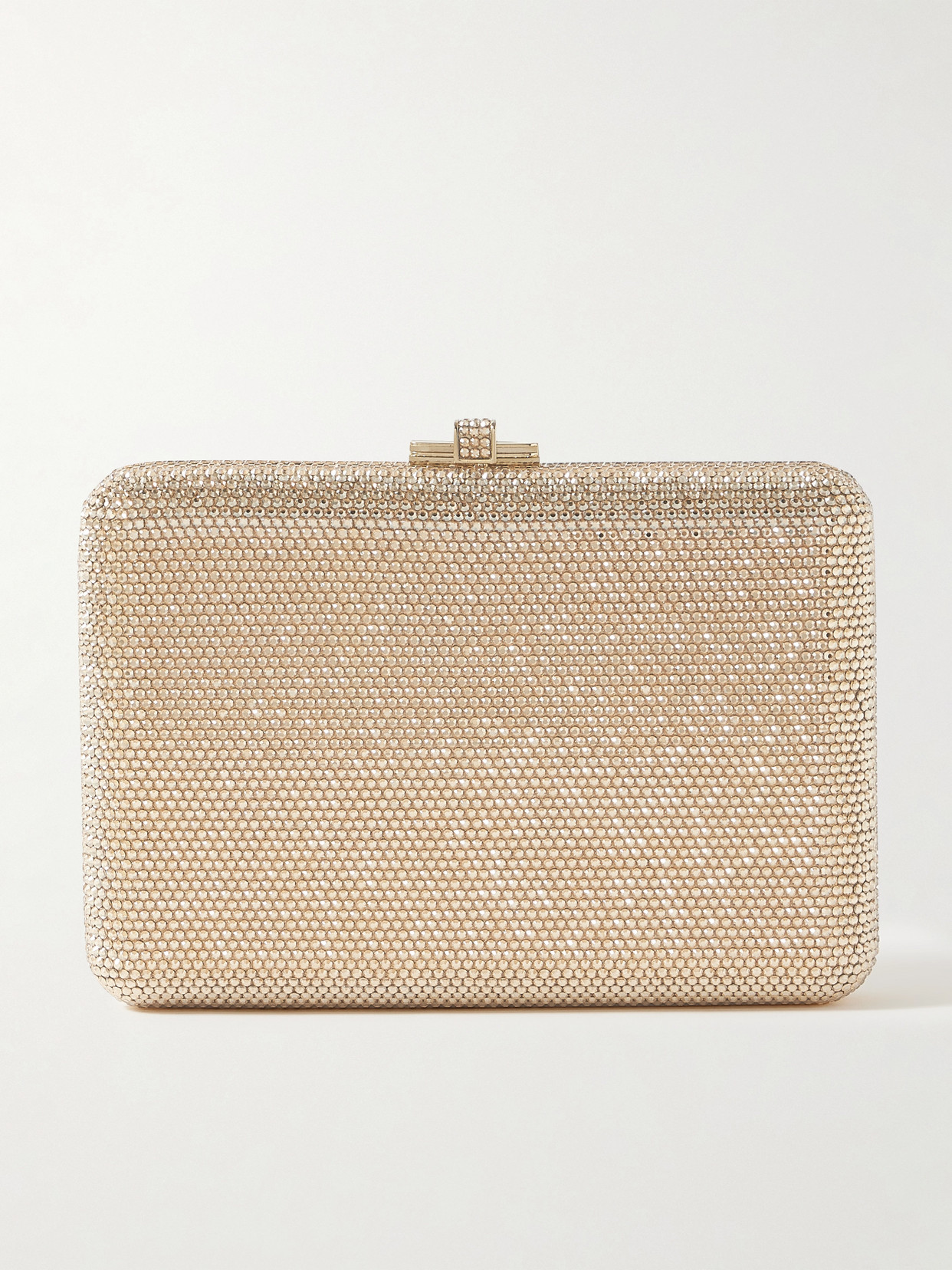 Judith Leiber Slim Slide Crystal-embellished Gold-tone Clutch