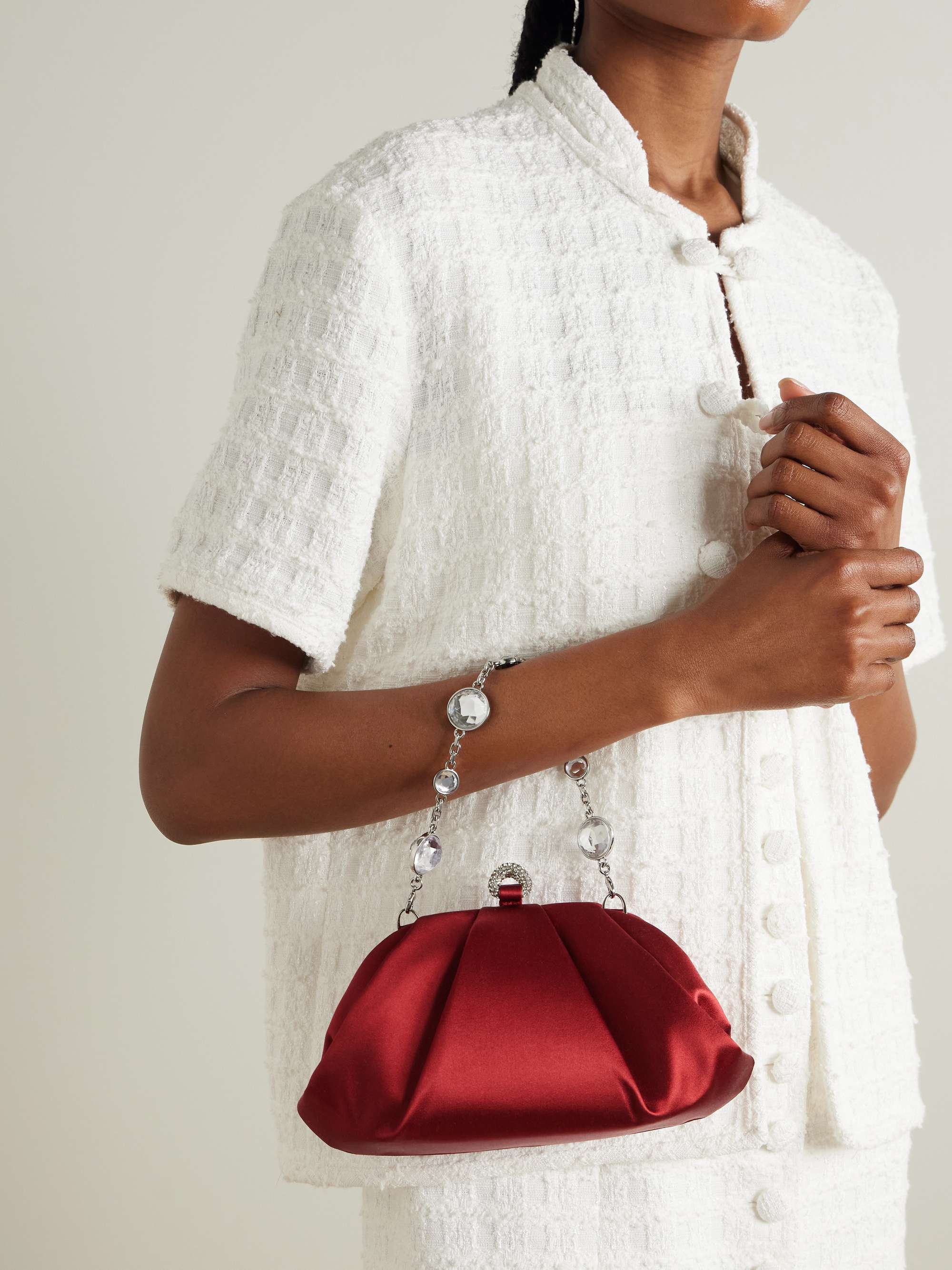 JUDITH LEIBER COUTURE Gemma crystal-embellished satin clutch