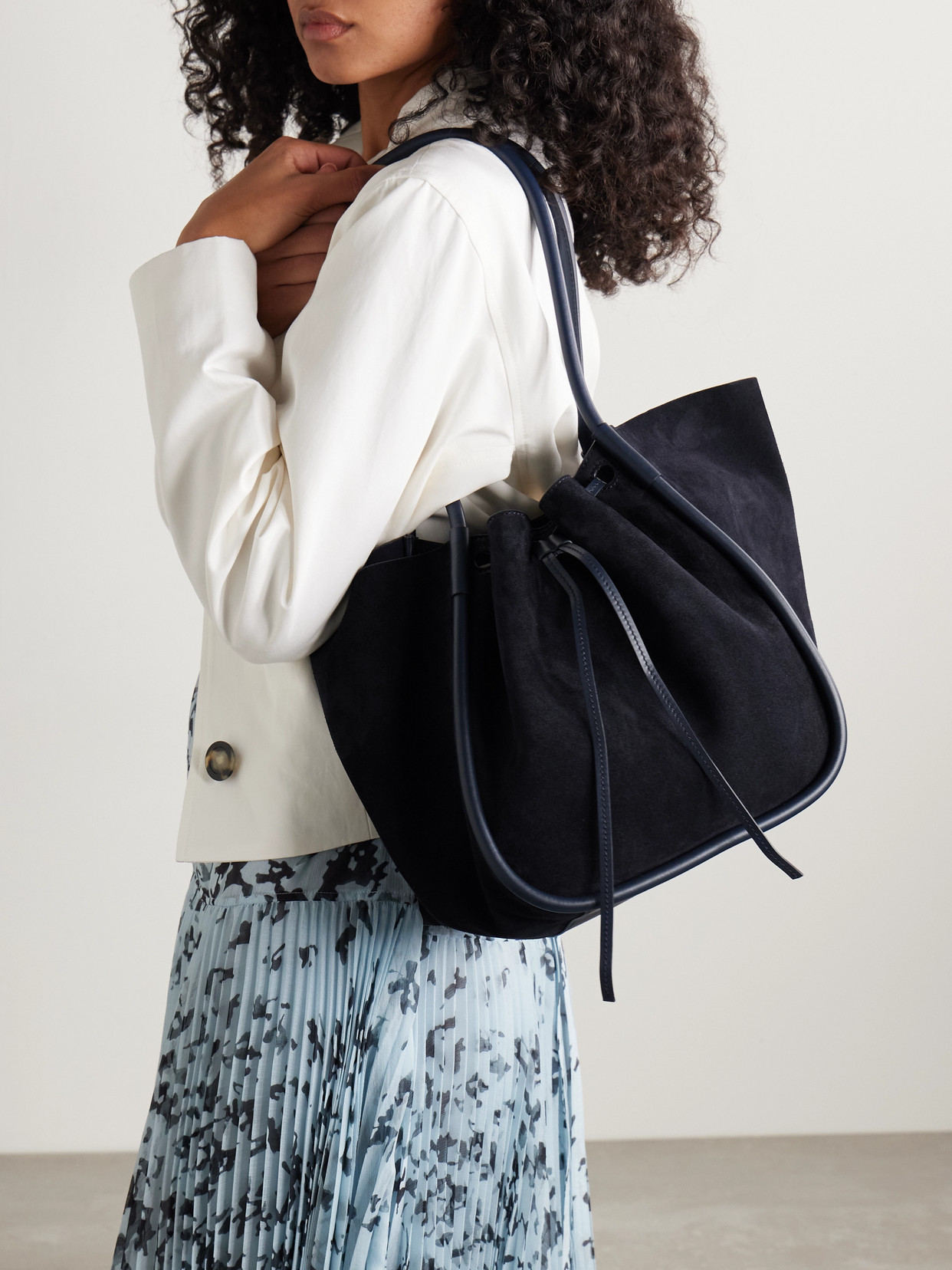 Proenza Schouler Large Leather-trimmed Ruched Suede Tote