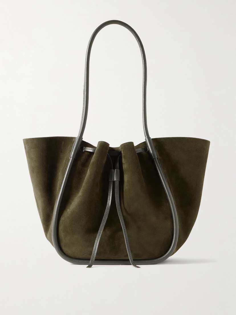 Proenza Schouler Large Leather-trimmed Ruched Suede Tote
