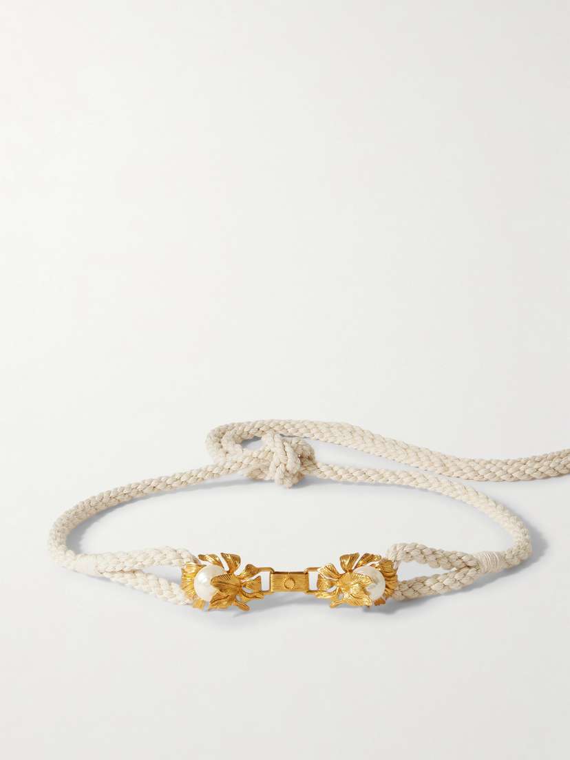 Sonia Petroff Moonflower Faux Pearl-embellished Braided Rope Belt