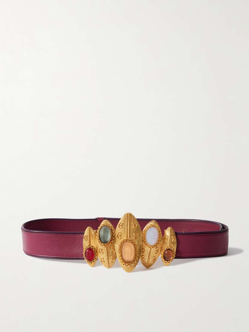 Sonia Petroff Shield Embellished eather Waist Belt