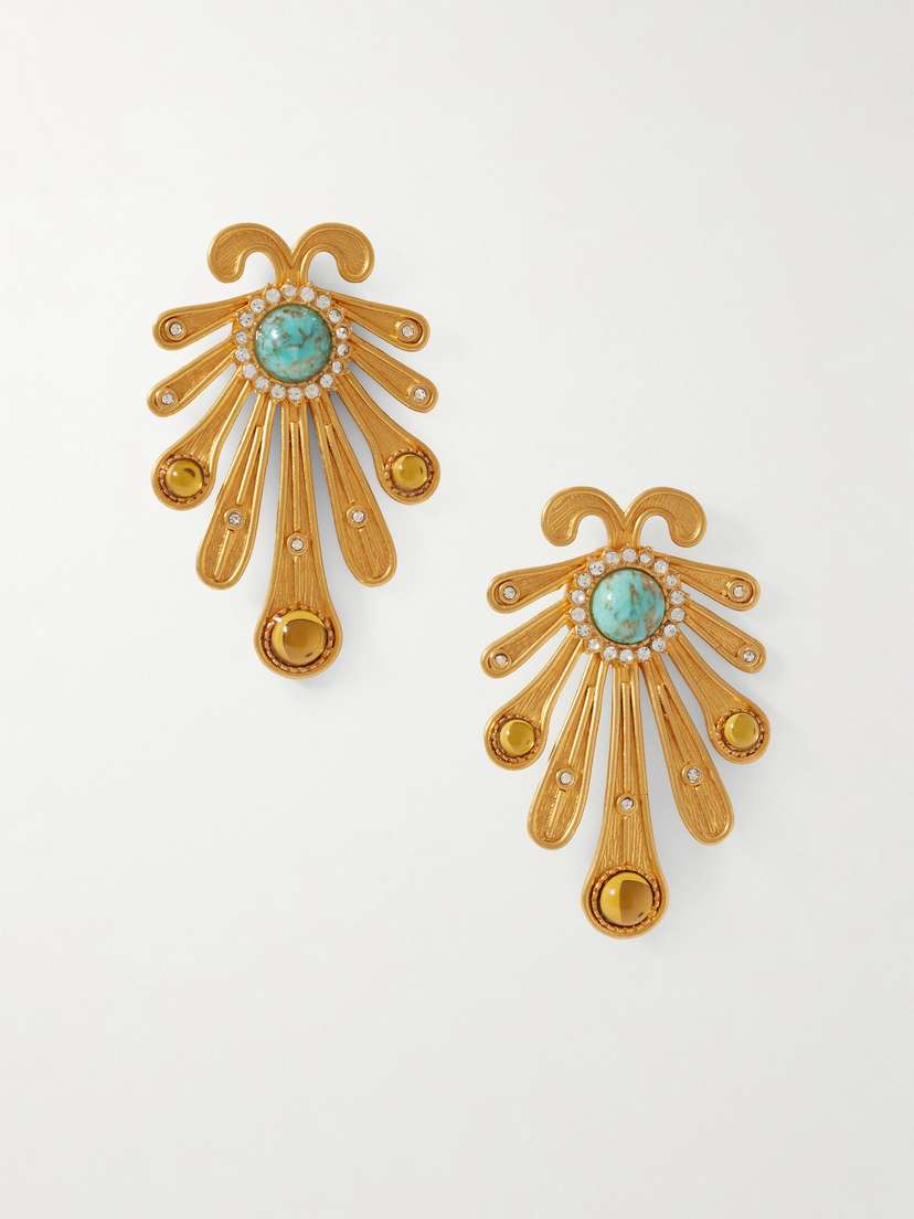 Sonia Petroff Kiss Fish Gold-plated Swarovski Crystal And Resin Earrings